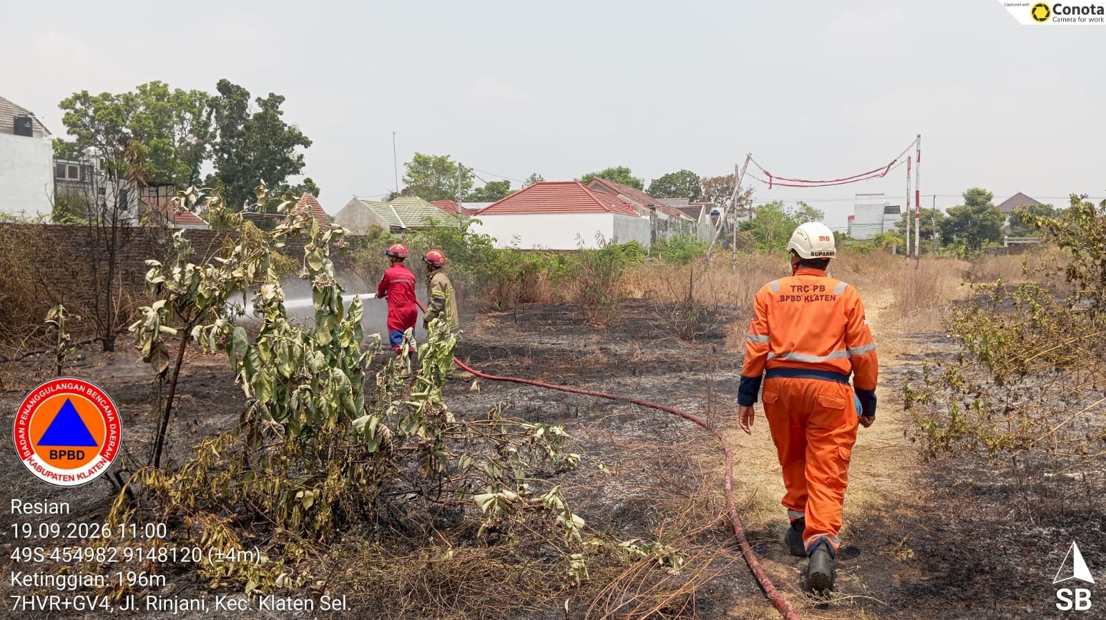 Kebakaran Lahan luas ± 1.600 m² di Kelurahan Gayamprit, Kecamatan Klaten Selatan