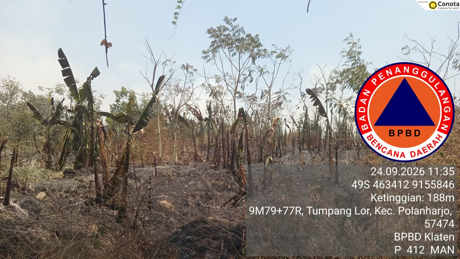 Kebakaran Lahan dengan Luasan ± 10.000 m² di Kahuman, Kecamatan Polanharjo