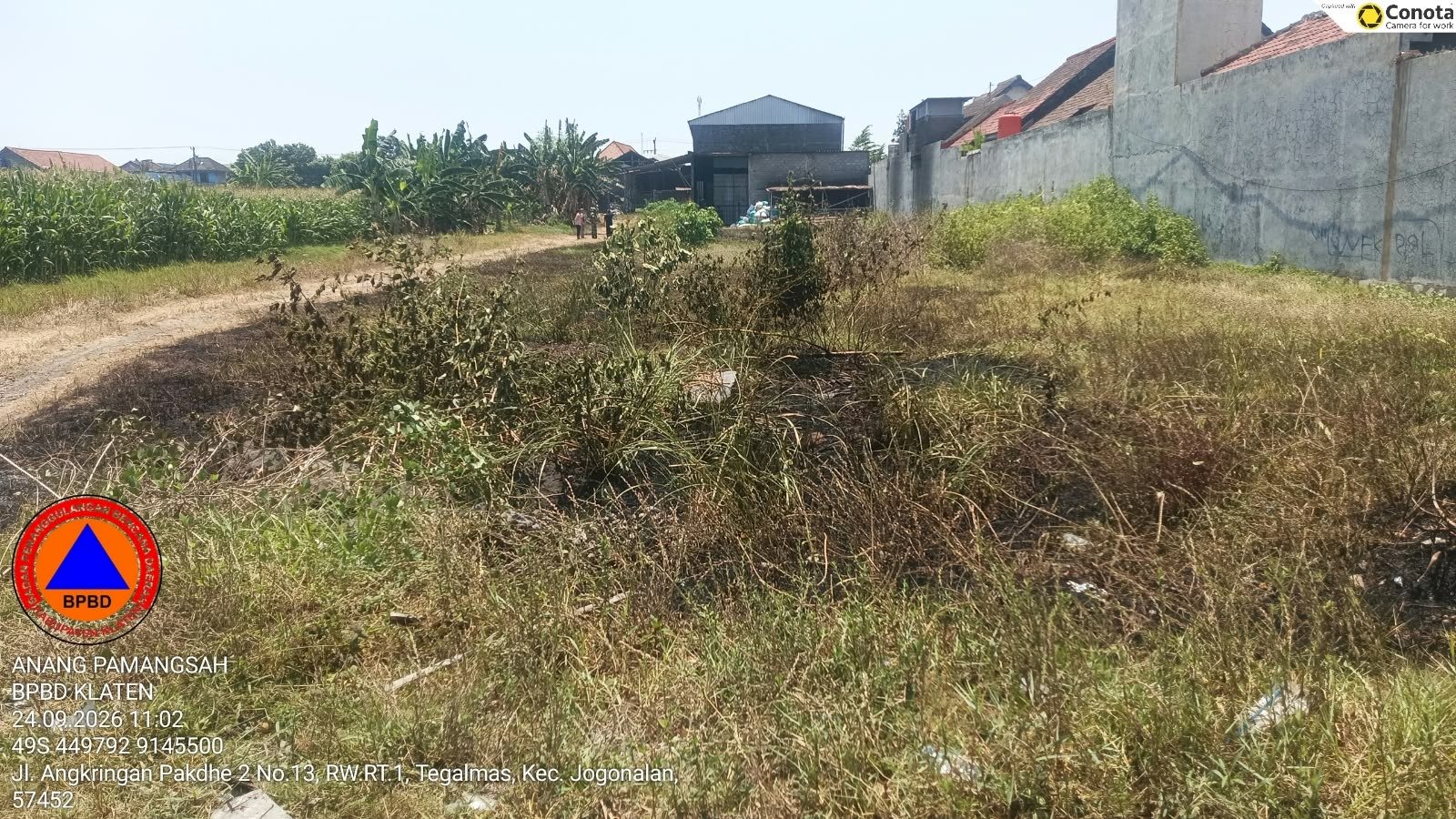 Kebakaran Lahan dengan Luasan ± 600 m² di desa Prawatan, Kecamatan Jogonalan