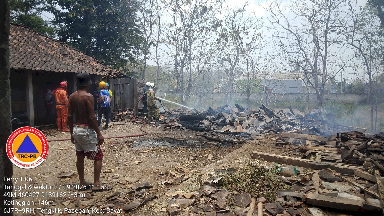 Kebakaran Gudang dan Dapur Rumah di Desa Paseban, Kecamatan Bayat
