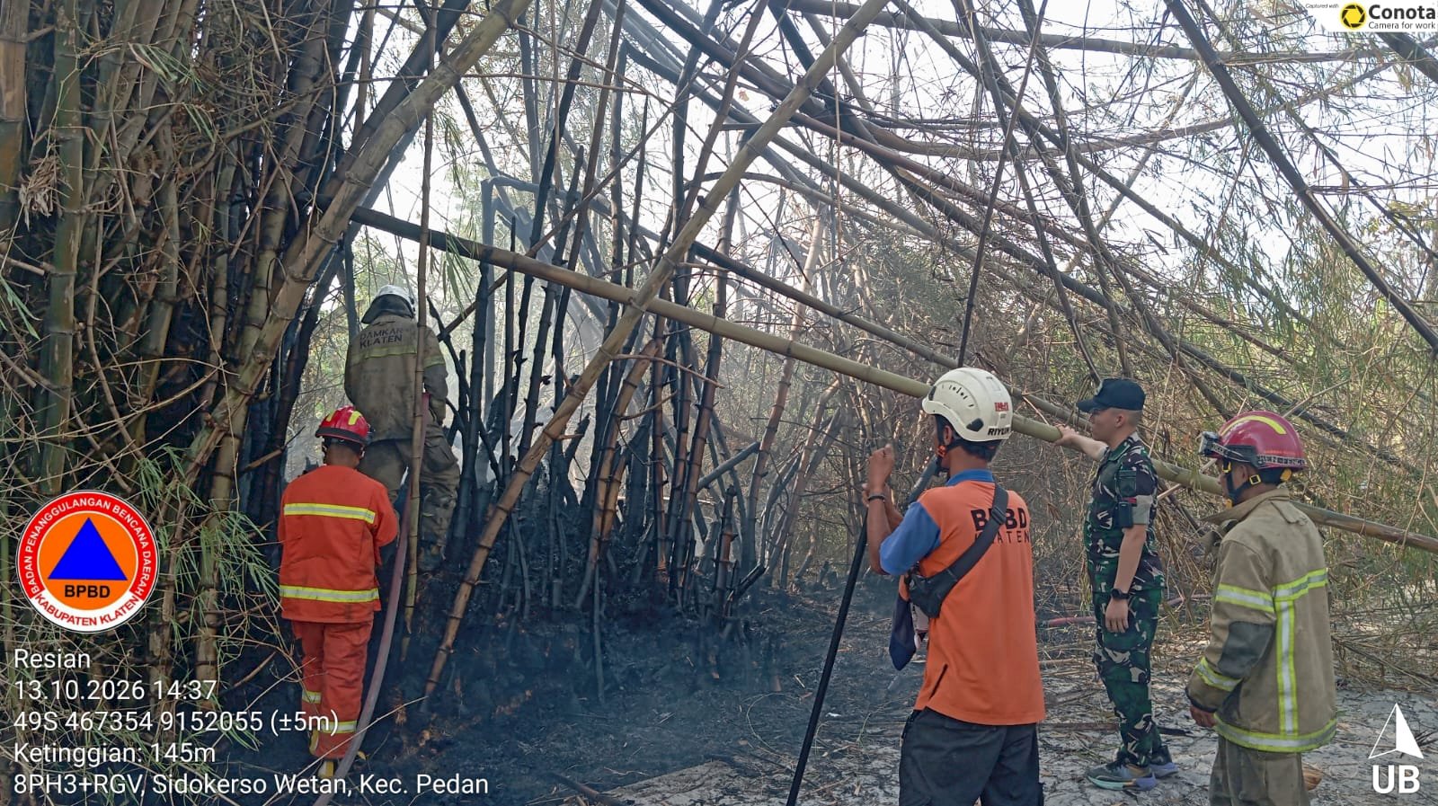Kebakaran Rumpun Bambu dan Lahan seluas  7.000 m² di Desa Lemah Ireng, Kecamatan Pedan
